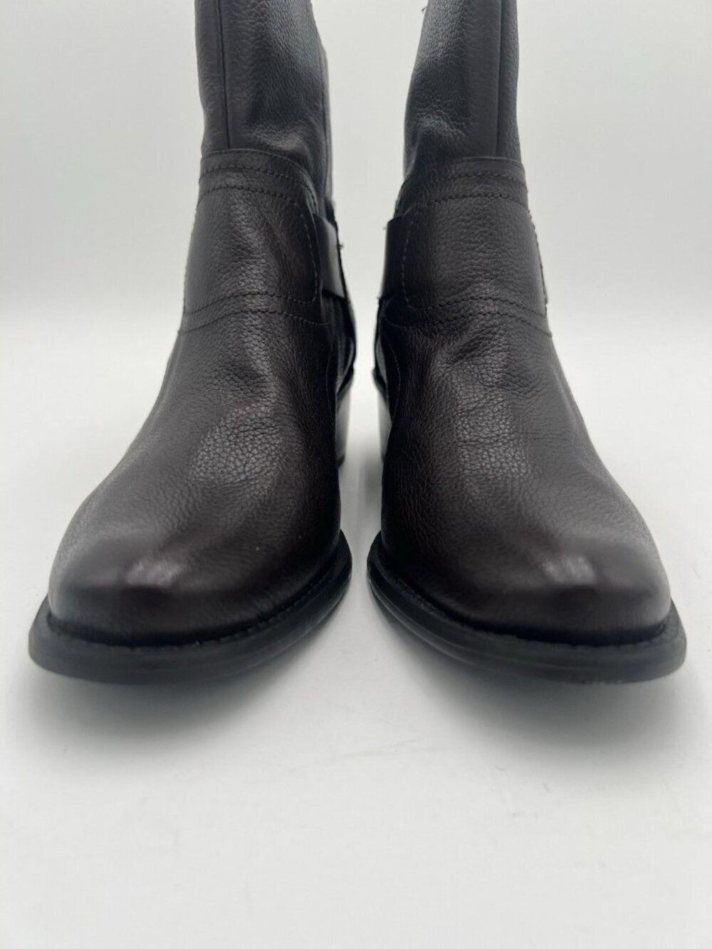 Nine West Sylvia Ankle Boots Brown Pebbled Leather Buckle Block Heel Size 9 NWOB - Picture 8 of 14